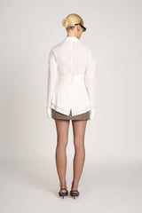 Jaeda Wrap Blouse | Witte Oversized Blouse met Taillerend Detail