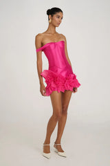 Cassia | Strapless Mini Dress met Korsetlook & Ruffle Detail