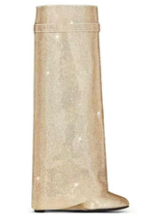 Noarè Boots | Statement glitterlaarzen met kristal-look & luxe shine