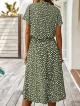 Zanelya | Midi Zomerjurk met Abstracte Stippenprint & Knoopsluiting