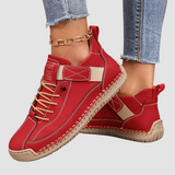 rode casual sneakers dames met orthopedische ondersteuning en stikdetails