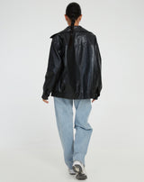 Michelle Oversized Leather Jacket | Trendy Street Style Jacket for Women