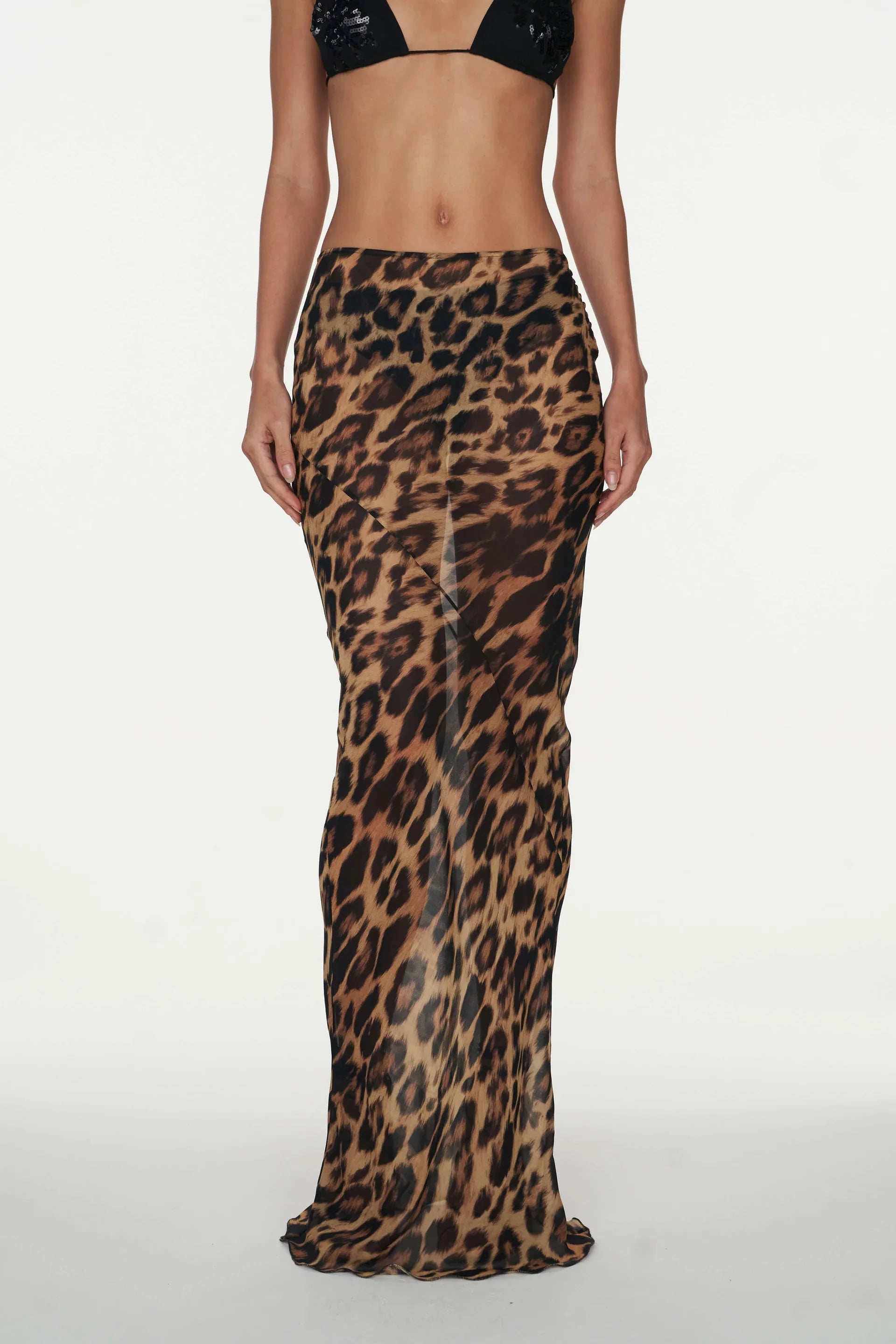mesh leopard print maxi rok