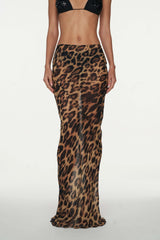 mesh leopard print maxi rok