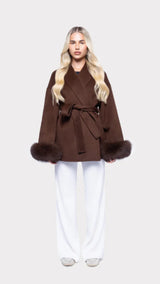Lana Luxe Coat | Winterjas met Faux Fur Details aan de Mouwen