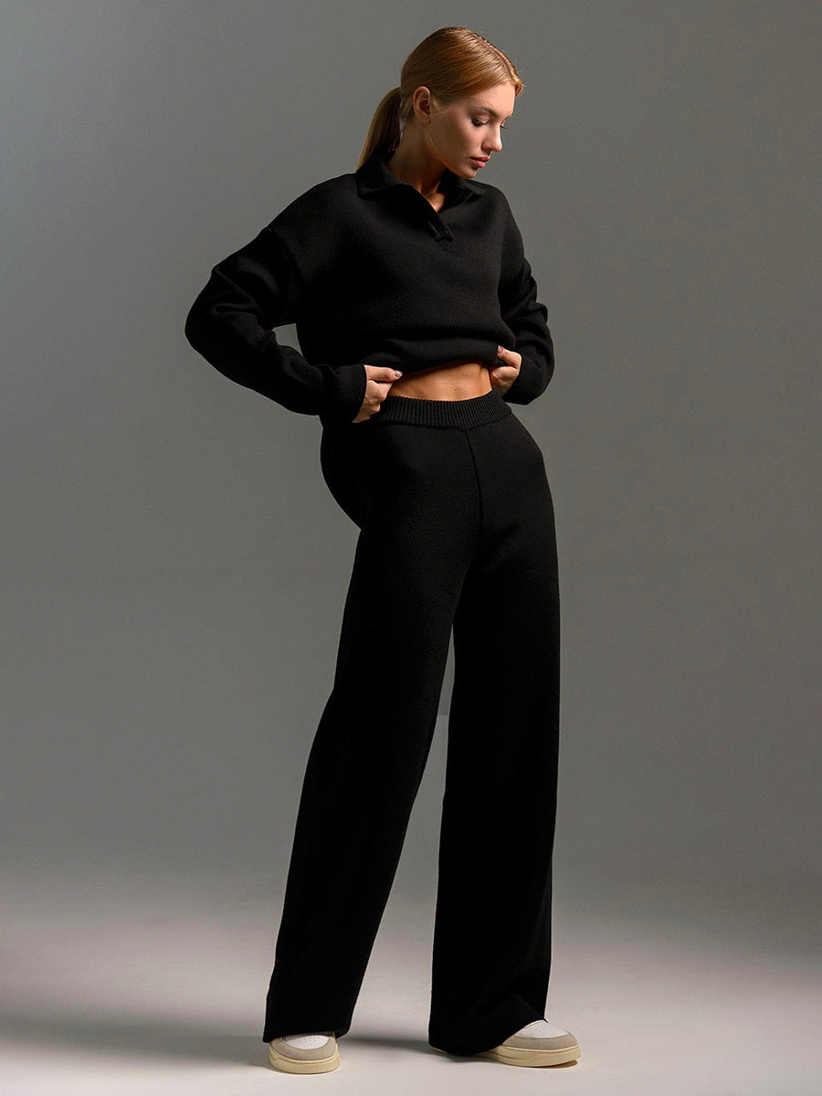 zwarte lounge set dames casual chic