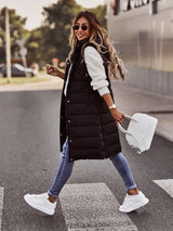 Elayne Lange Bodywarmer | Gewatteerd Mouwloos Vest met Capuchon