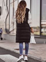 Elayne Lange Bodywarmer | Gewatteerd Mouwloos Vest met Capuchon