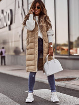 Elayne Lange Bodywarmer | Gewatteerd Mouwloos Vest met Capuchon
