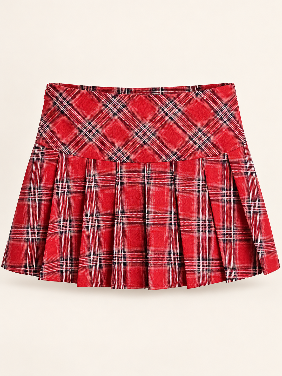 rood geruit plooirokje dames met hoge taille en korte geplooide rok