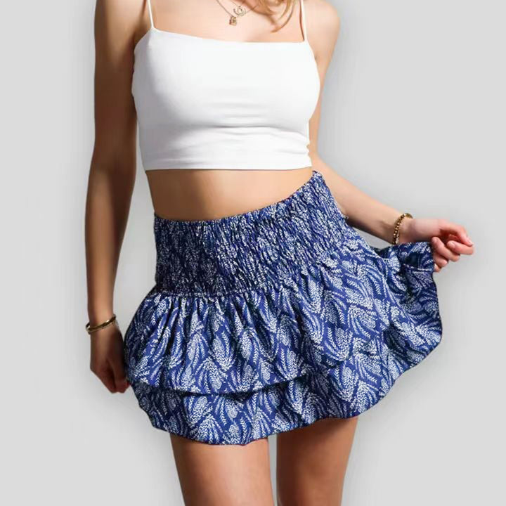 Romy Rose Boho Skirt Short Summer Skirt with Stretch Waist &amp