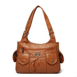cognac vintage handtas met PU-leer