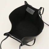 zwarte luxe totebag van vegan leer met lange hengsels