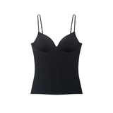 Zwarte fitted top met ingebouwde cups voor dames