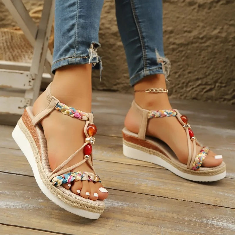 bohemian sandalen dames met sleehak