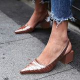 Celina | Metallic Slingback Pumps met Croco-Textuur