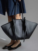 Avoria | Grote Luxe Tote Bag van Vegan Leer met Strikdetail & Lange Hengsels