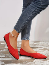 rode ademende stretch ballerina's voor dames met spitse neus