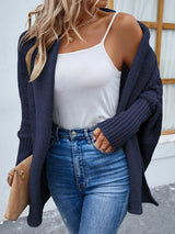Oversized gebreid vest in donkerblauw – Salejano