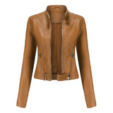 Veloura Biker Jacket in camel vegan leer voor dames