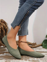 groene ademende ballerina’s voor dames met stretchy mesh