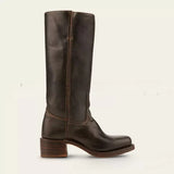 donkerbruine western boots met hoge schacht en stevige hak dames