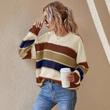 Serenelle | Gestreepte Damestrui met Ronde Hals & Relaxed Fit