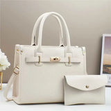 Witte PU handtas set met portemonnee – Liorah Luxe Handtas