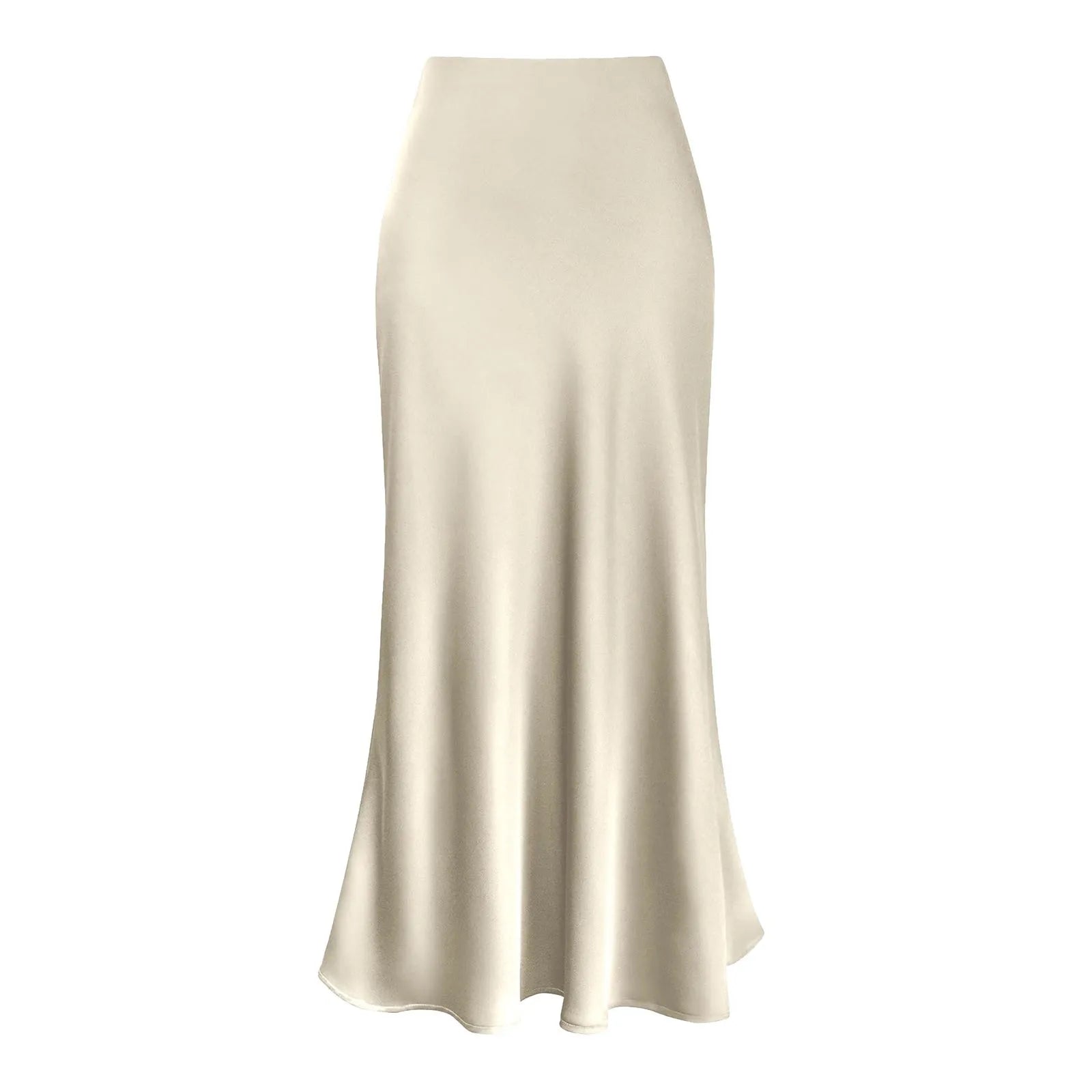 Crèmekleurige satijnen midi met elegante glans