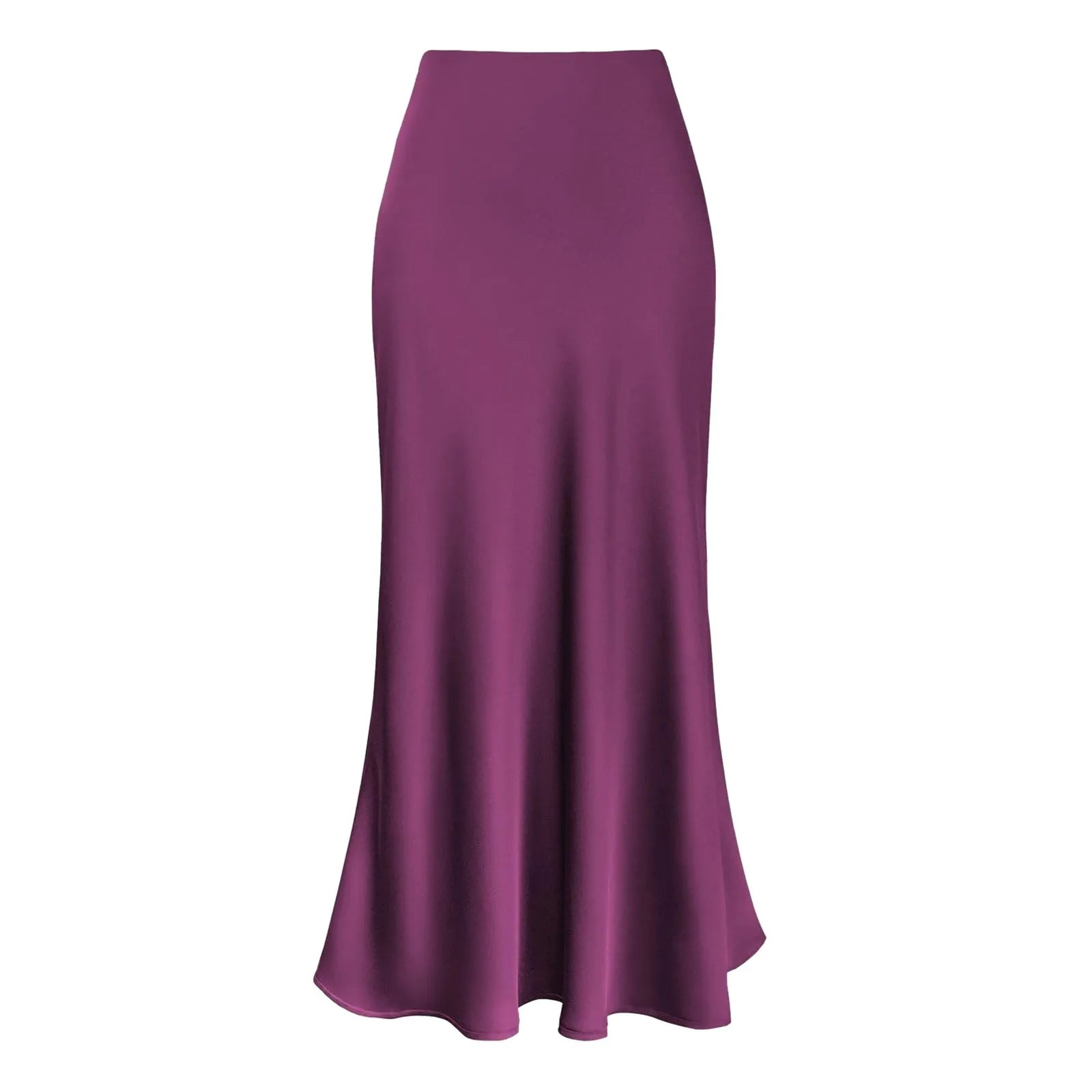 Faldas elegants de satén de seda para mujer, falda de cintura alta, nueva moda coreana, Faldas acampanadas, Faldas de oficina brillantes de Color sólido para mujer 