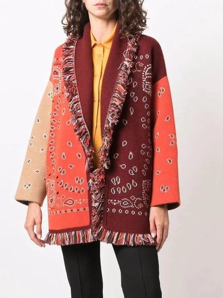 meliora cardigan meerkleurig oranje rood model