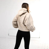 Oversized teddy hoodie dames beige loose fit fleece