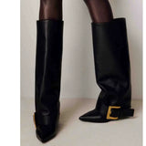 Velmira | Bottes de mode haute couture avec boucle dorée