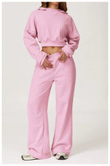Eloria | Lounge Set met Cropped Sweater & Wide Leg Joggingbroek