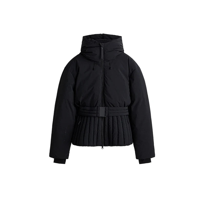 auraya ski jas dames zwart met hoge warme kraag