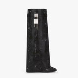 Noarè Boots zwart – high fashion glitterlaarzen met sparkle effect