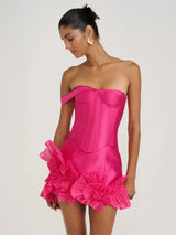 Cassia | Strapless Mini Dress met Korsetlook & Ruffle Detail