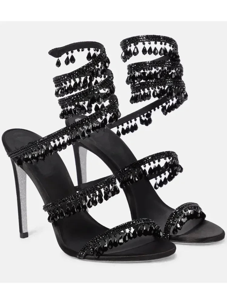 Zyrelle Crystal Wrap Heels | Luxe Sandalen met Wikkel-Enkelband