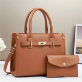 Camel PU handtas set met portemonnee – Liorah Luxe Handtas