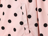 Rosalie | Roze Polkadot Jacket met Hoge Kraag & Strikdetail