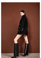 Mivana Statement High Boots | Puntige Laarzen met Oversized Schacht & Stilettohak