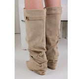 Marzella Slouch Boots | Plooilaarzen met Lage Hak & pointed toe