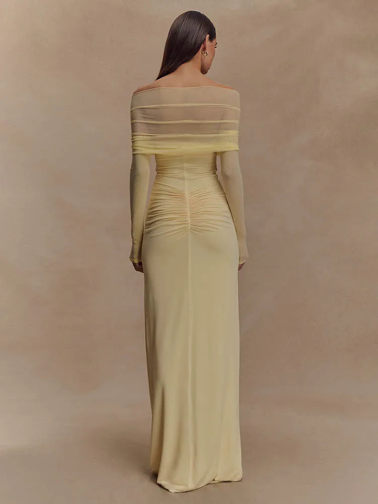 Aurelia | Off Shoulder Mesh Cut-Out Jurk – Verleidelijk & Elegant