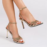 Gouden dames hakken met strass