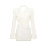 Elure | Witte Blazer met Open Rug & Taille Accent