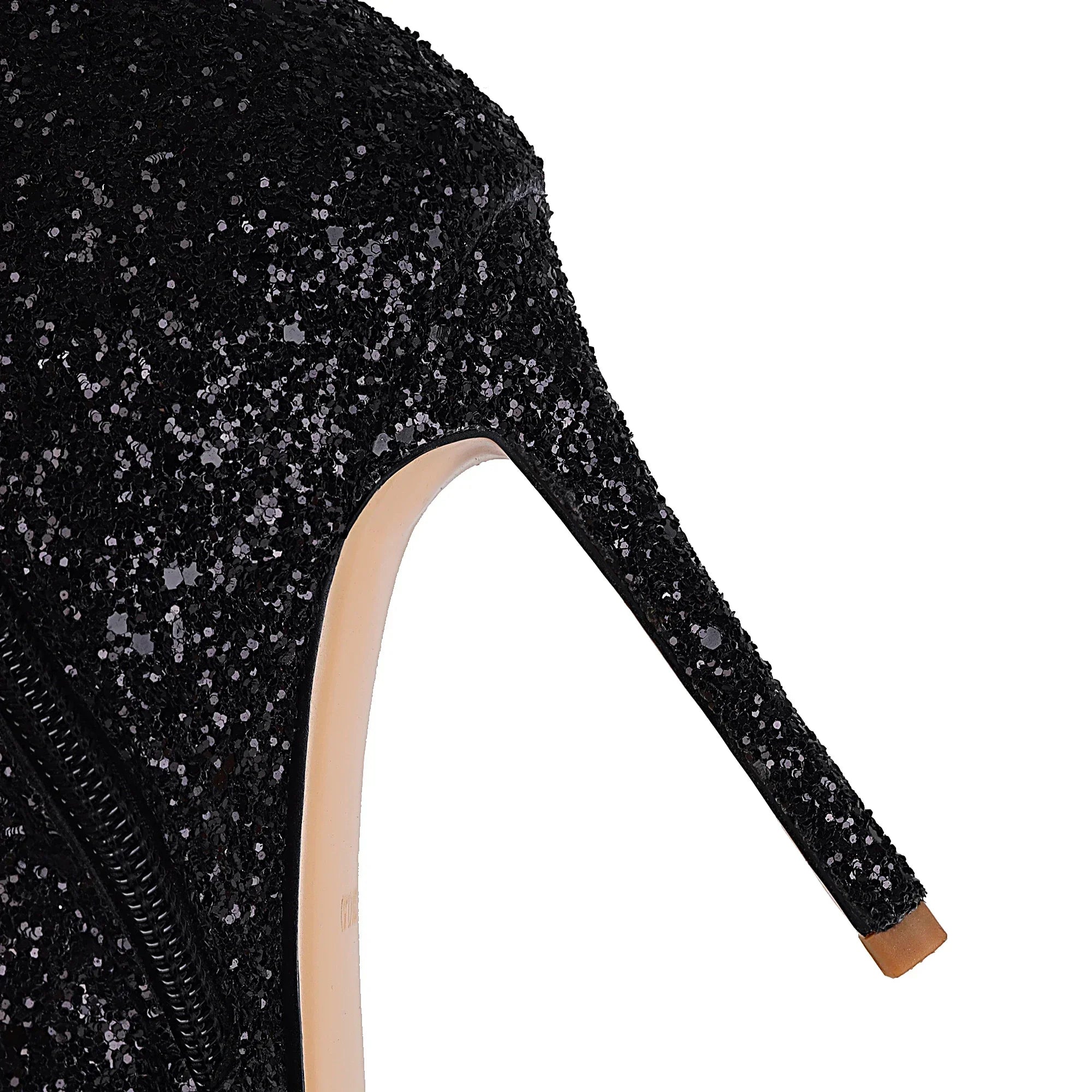 Lunéa Glitz Boots | Kniehoge Glitterlaarzen met Puntneus & Stilettohak