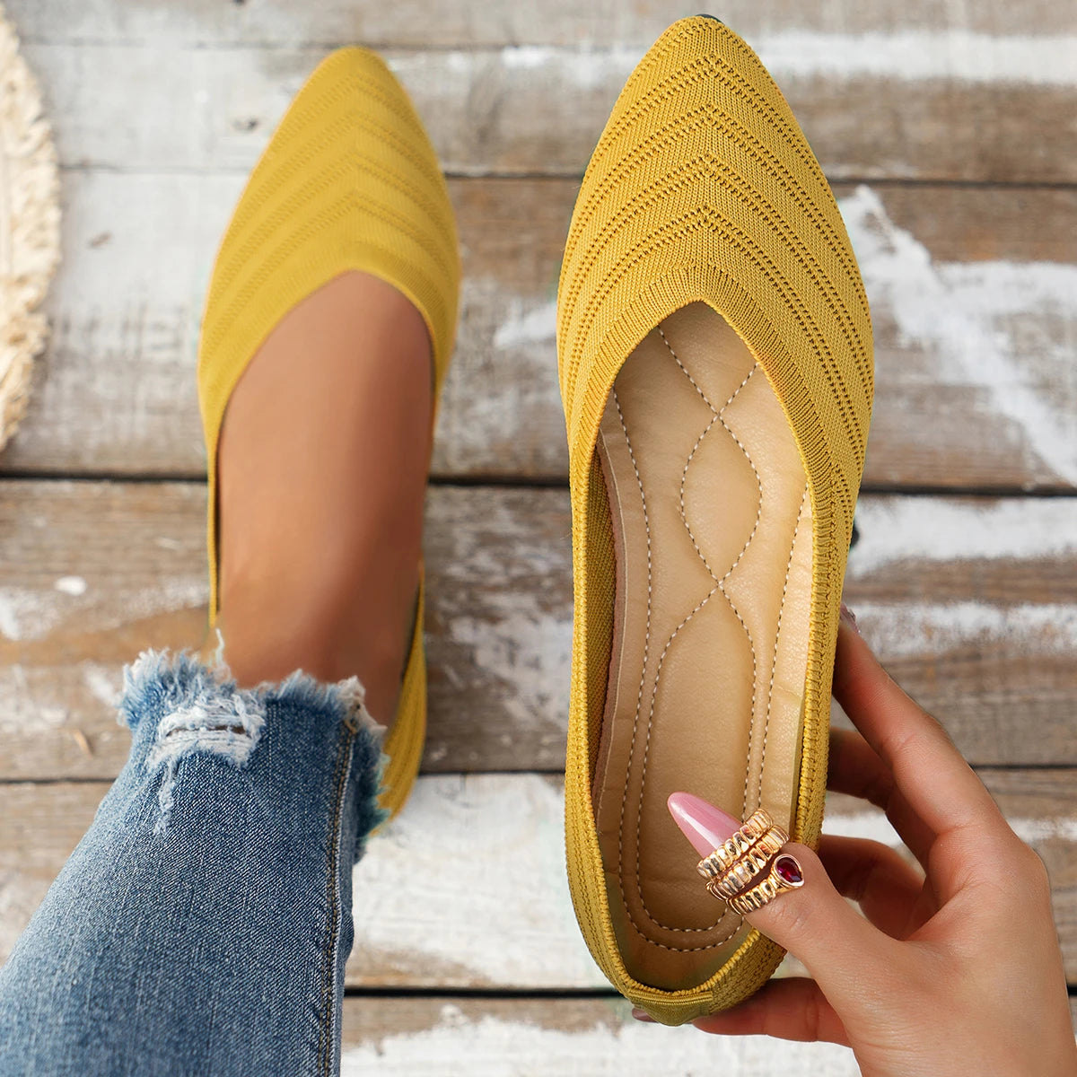 Tessia | Luchtige Knit Ballerina Flats met Comfort Voetbed