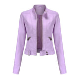 Veloura Biker Jacket in paars vegan leer voor dames