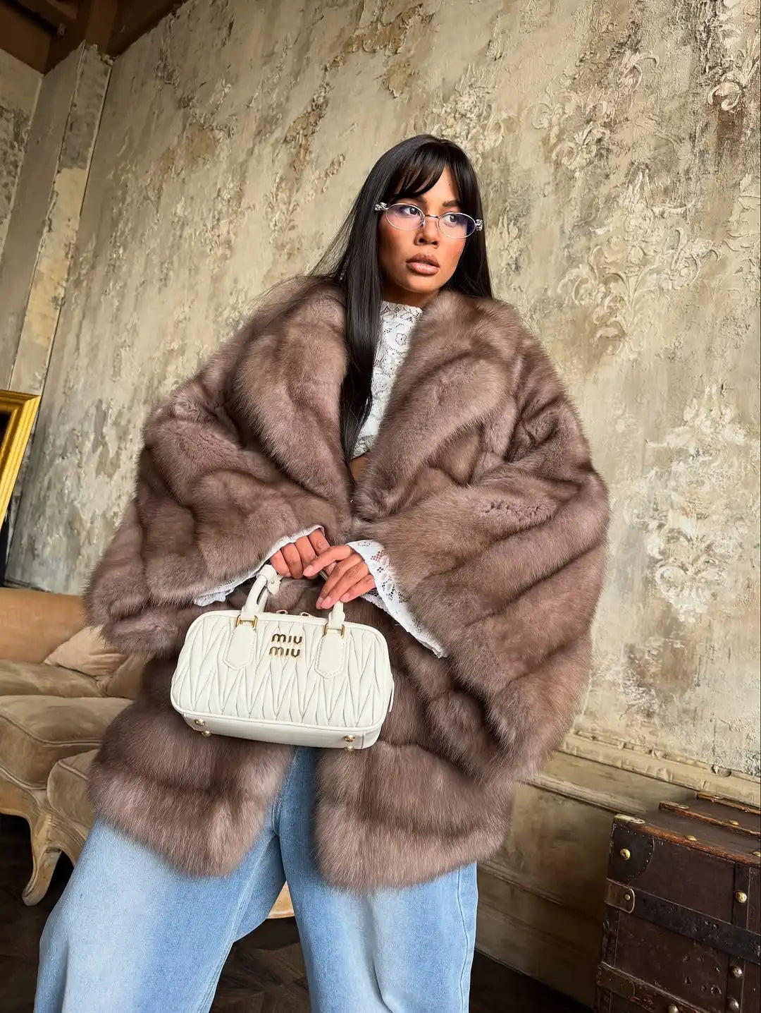 Mirellia | Luxe Imitatiebontjas met Vintage Look & Oversized Fit