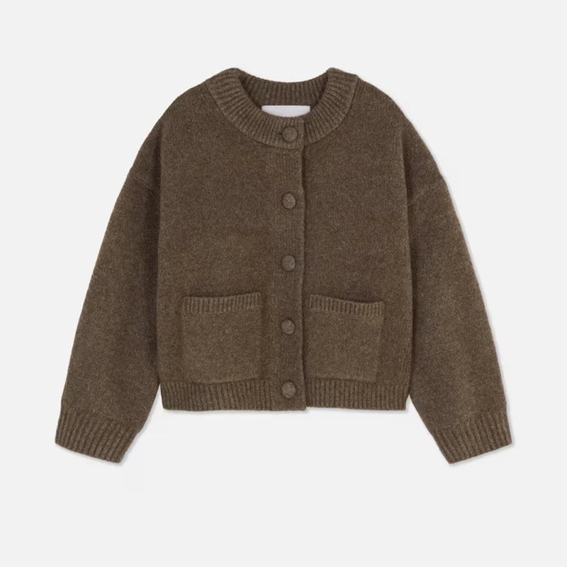 Bruine vest met ronde hals en knopen 